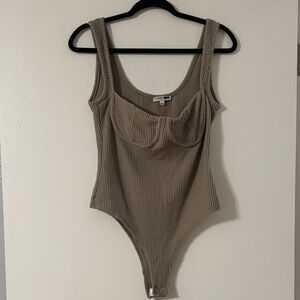 Fashion Nova Ribbed Tan Bodysuit